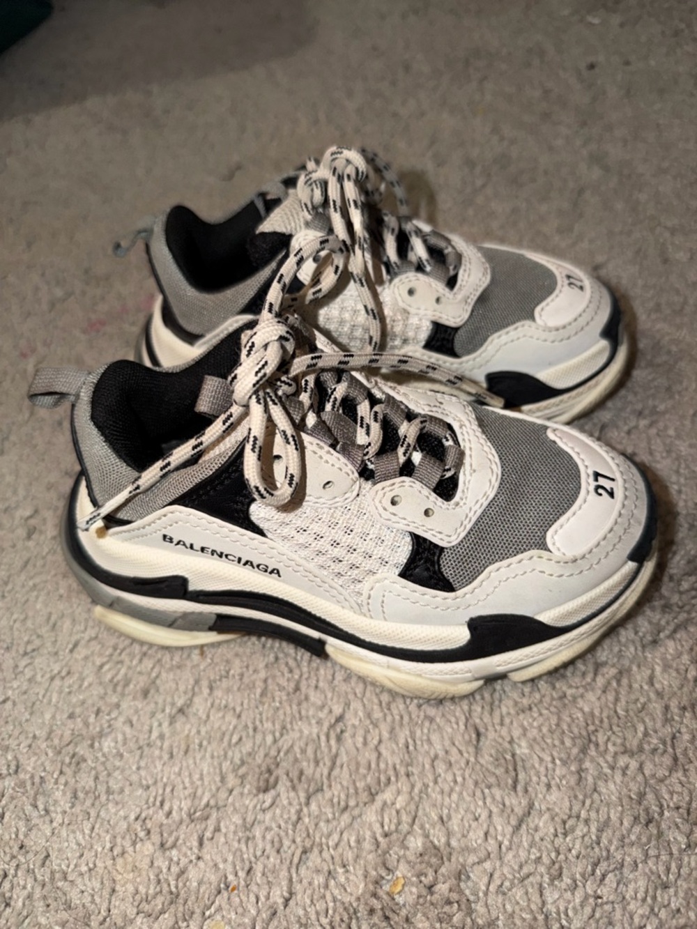 Balenciaga Kids Chunky Sneakers in White, Black & Gray